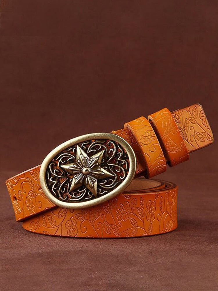 Wisherryy Western Vintage Leather Belt