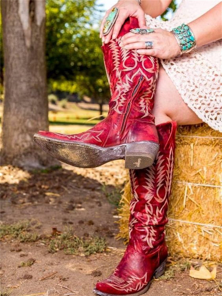 Cowgirl Western Embroidered Knee High Boots