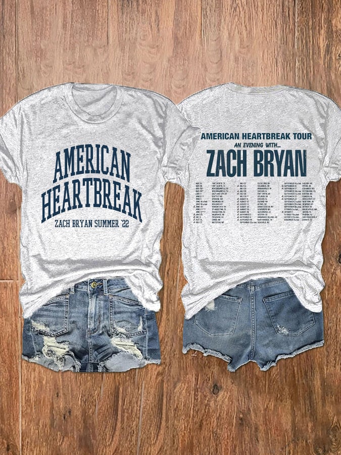 Women's , American Heartbreak,Reversible Printed Crewneck T-Shirt