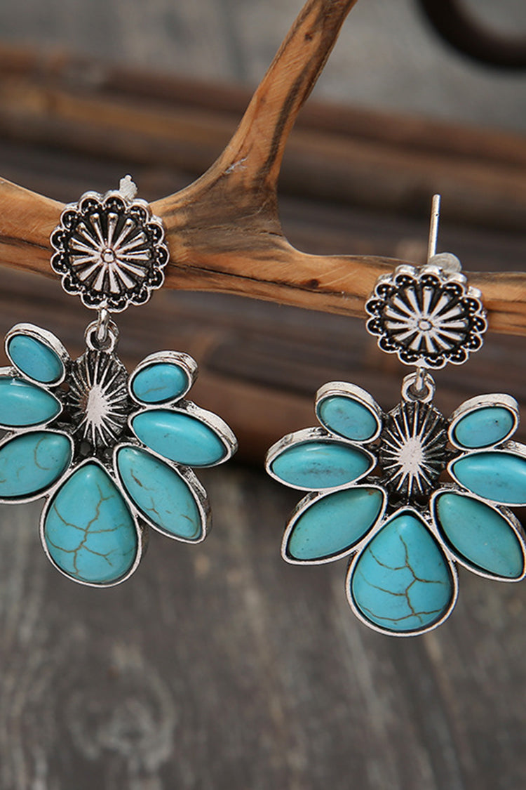 Western Turquoise Flower Earrings