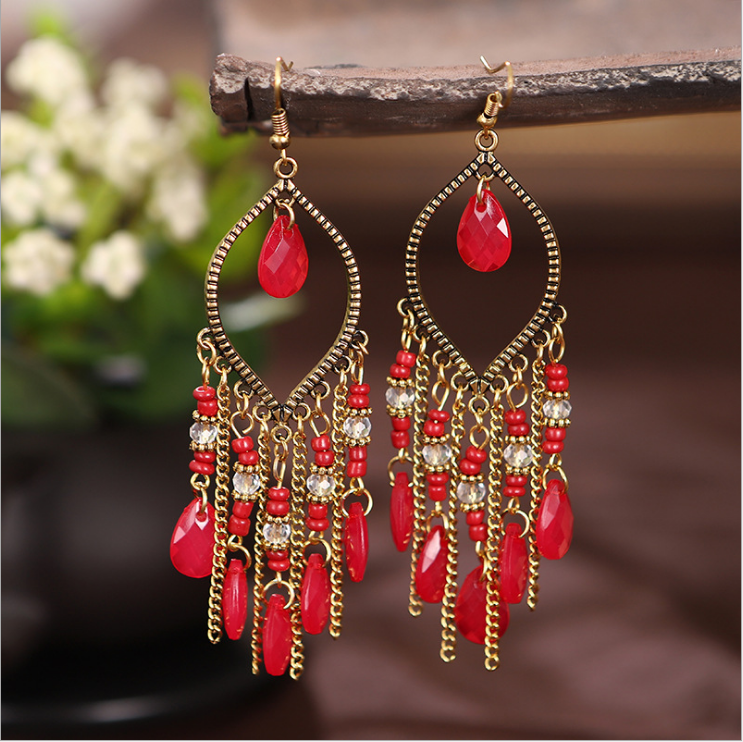 Wisherryy Ladies Casual Hollow Chain Earrings