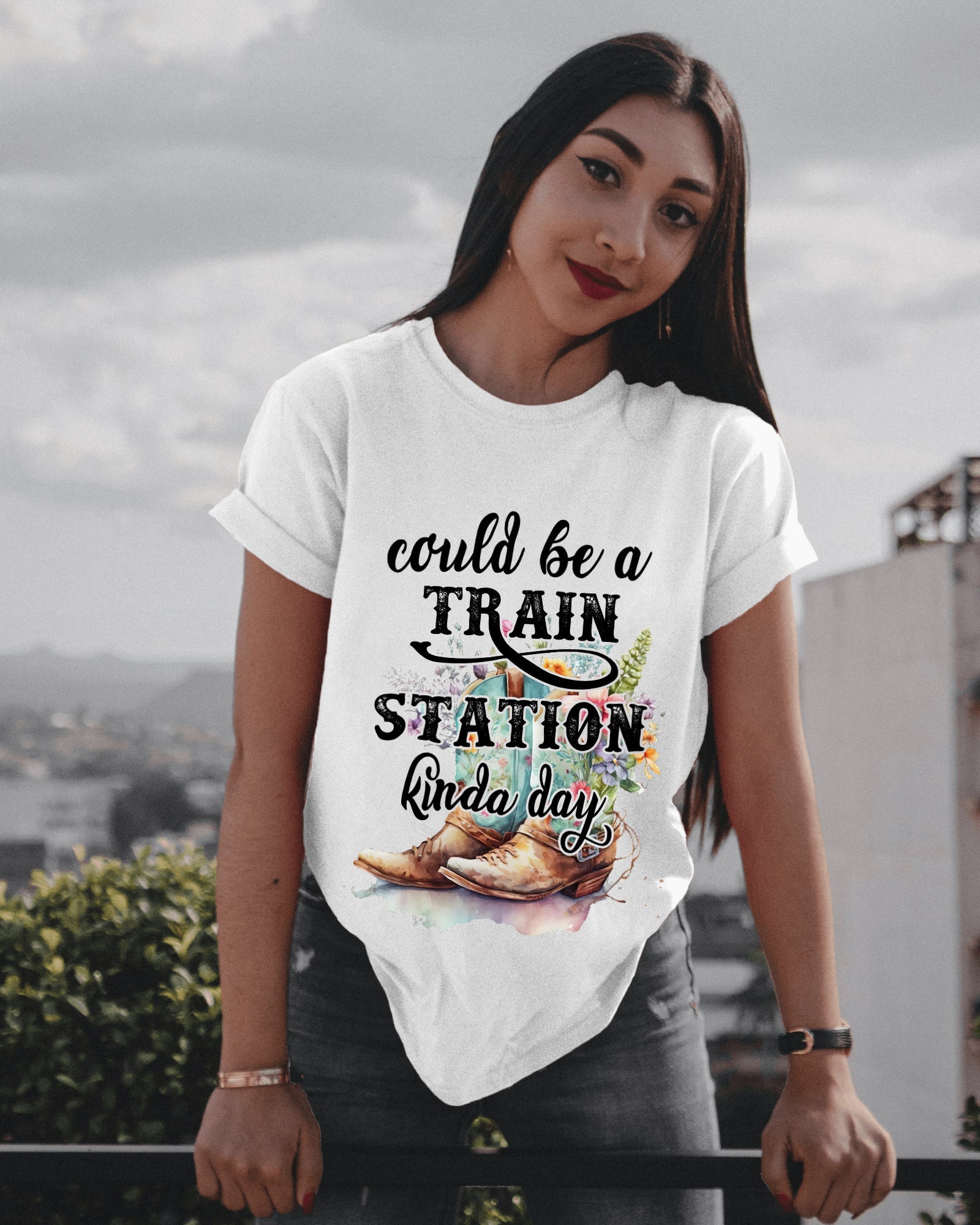 Women T-shirt, Western Shirt, Could Be A Train Station Kinda Day T-Shirt