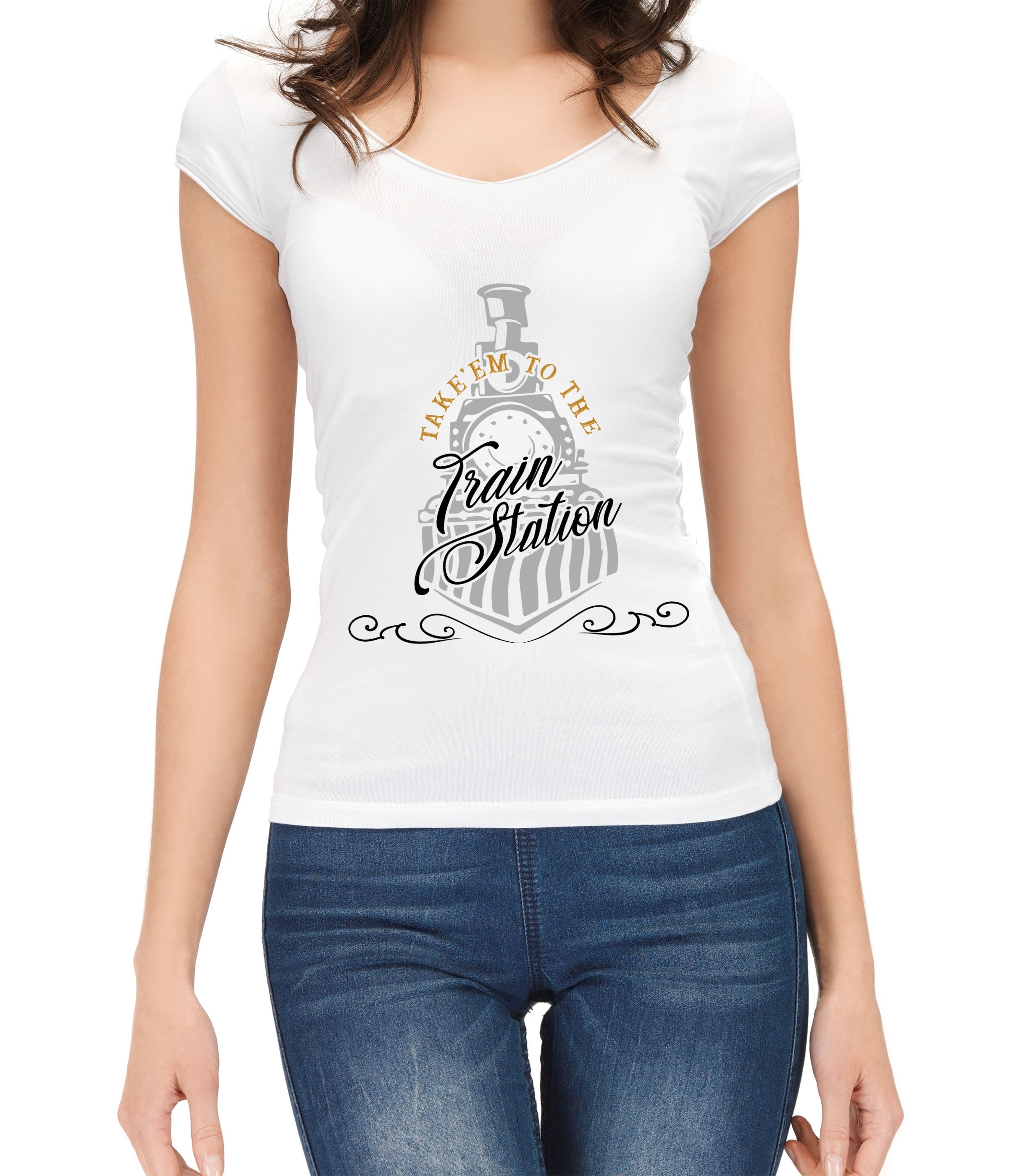Women T-shirt, Western Shirt, Take 'em To The Train Station T-Shirt