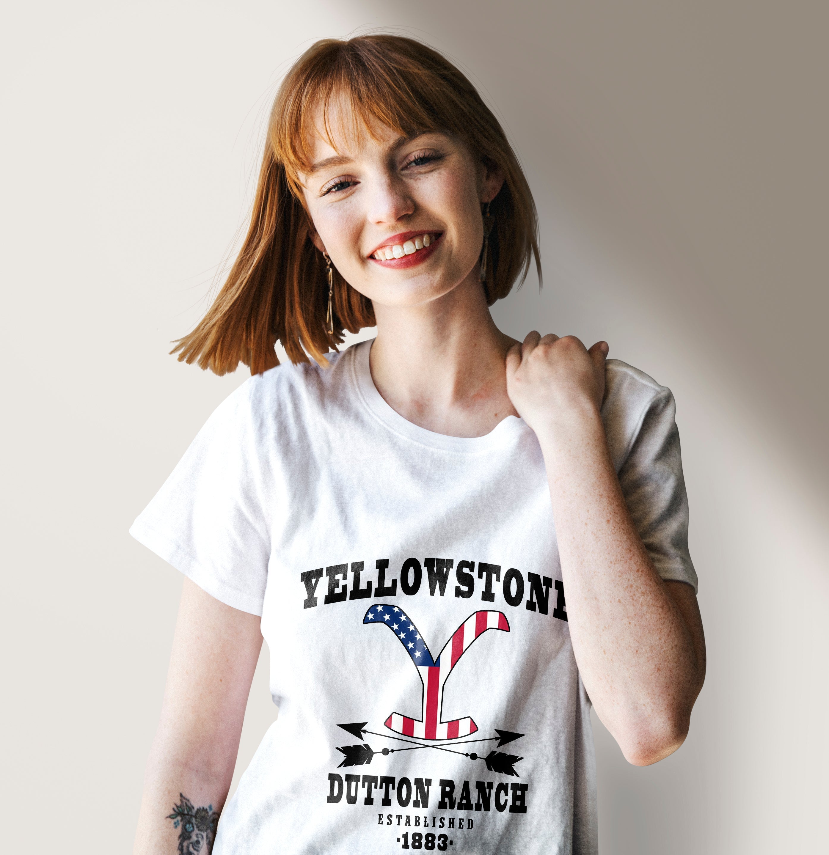 Unisex T-shirt, Western Shirt, Dutton Ranch, Est 1883, America Flag T-Shirt