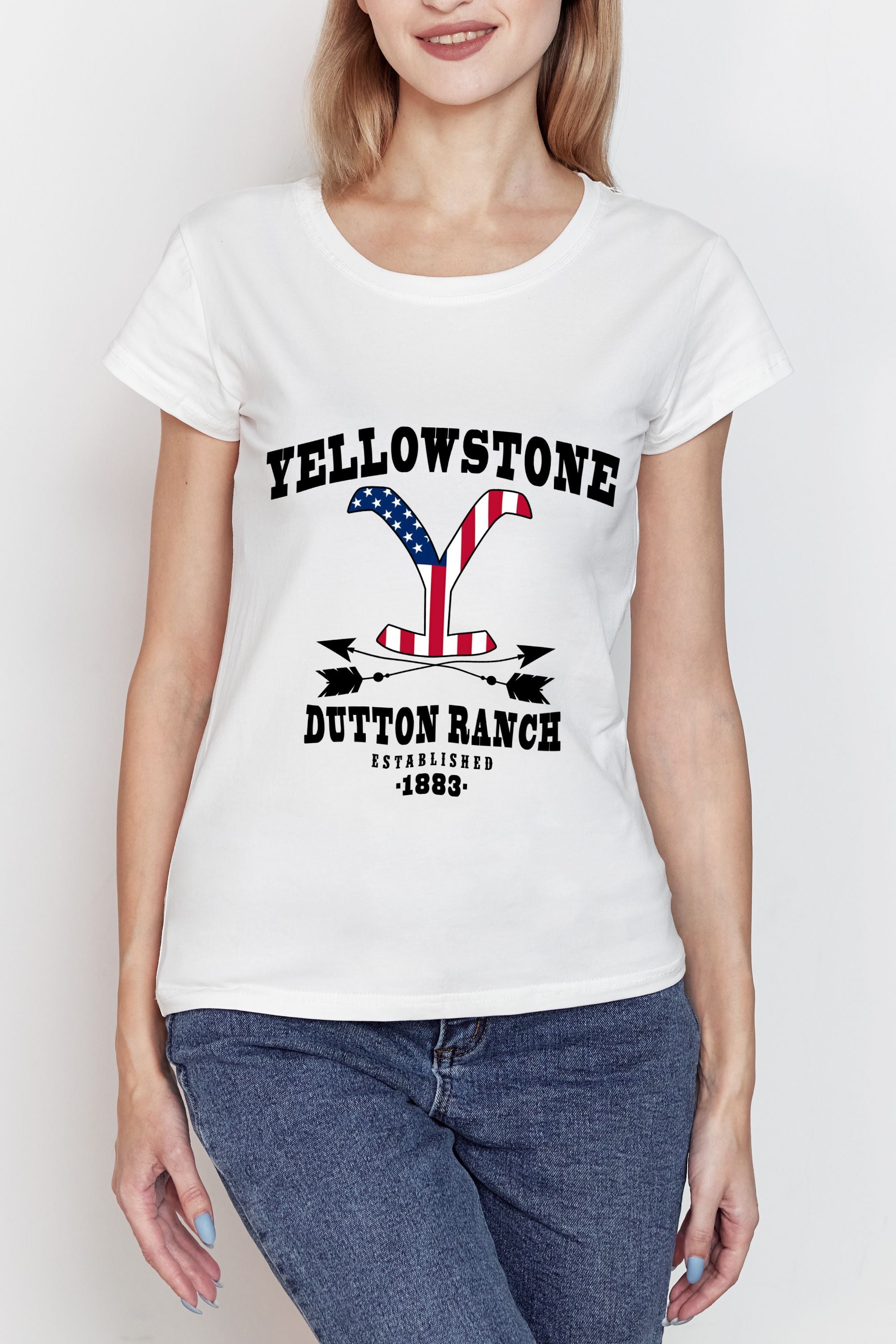 Unisex T-shirt, Western Shirt, Dutton Ranch, Est 1883, America Flag T-Shirt
