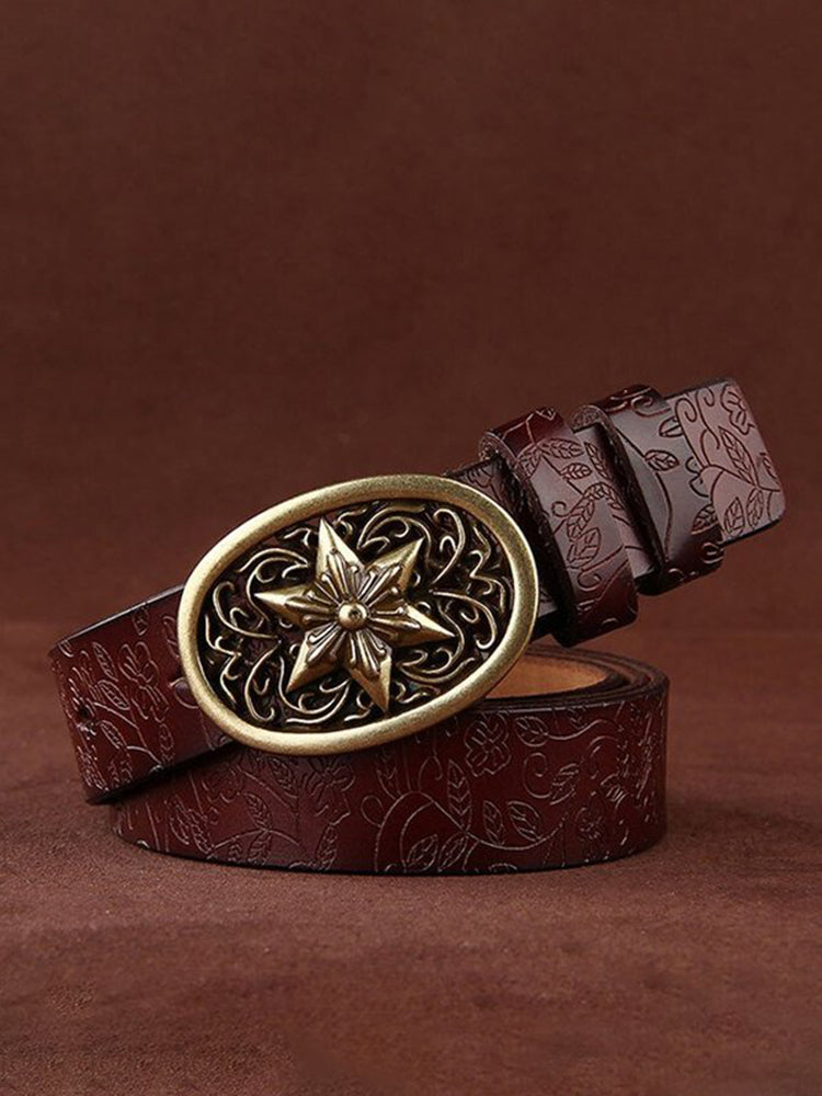 Wisherryy Western Vintage Leather Belt