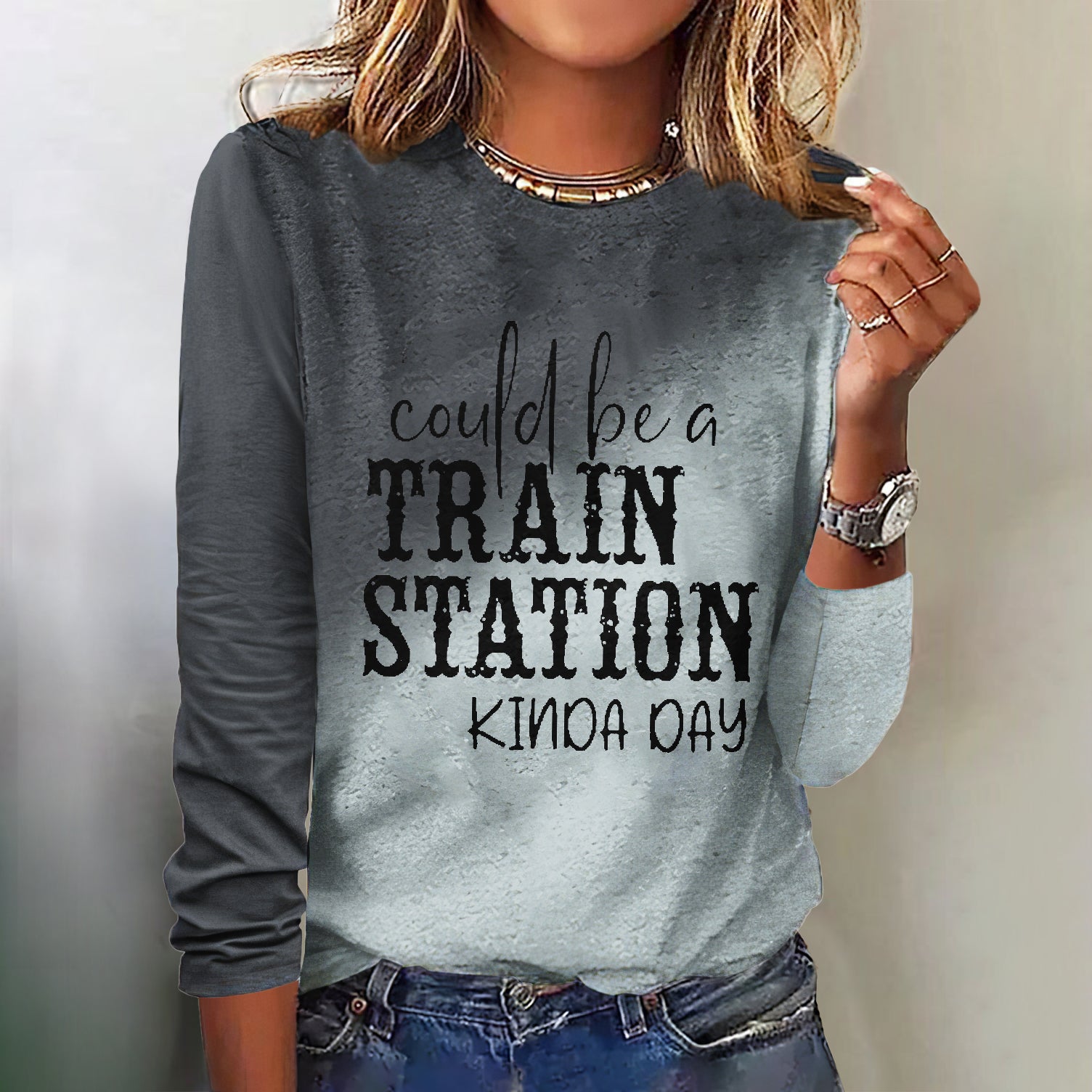 Could Be A Train Station Kinda Day Tie Dye Print T-Shirt