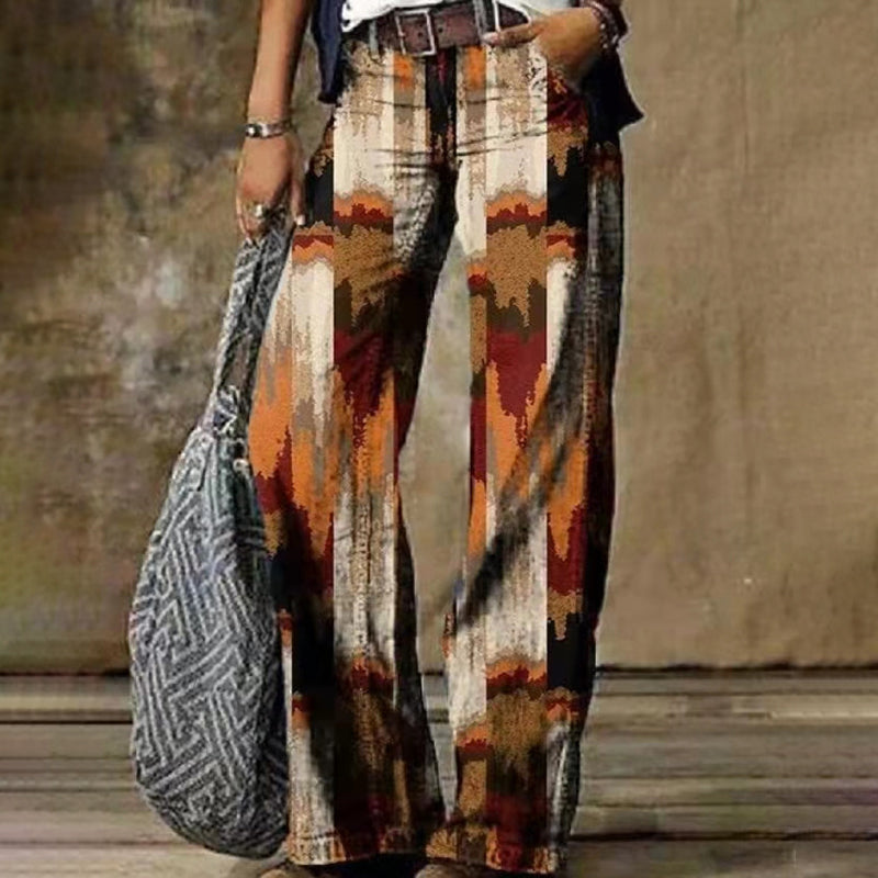 Western Retro Contrast Print Loose Lounge Pants