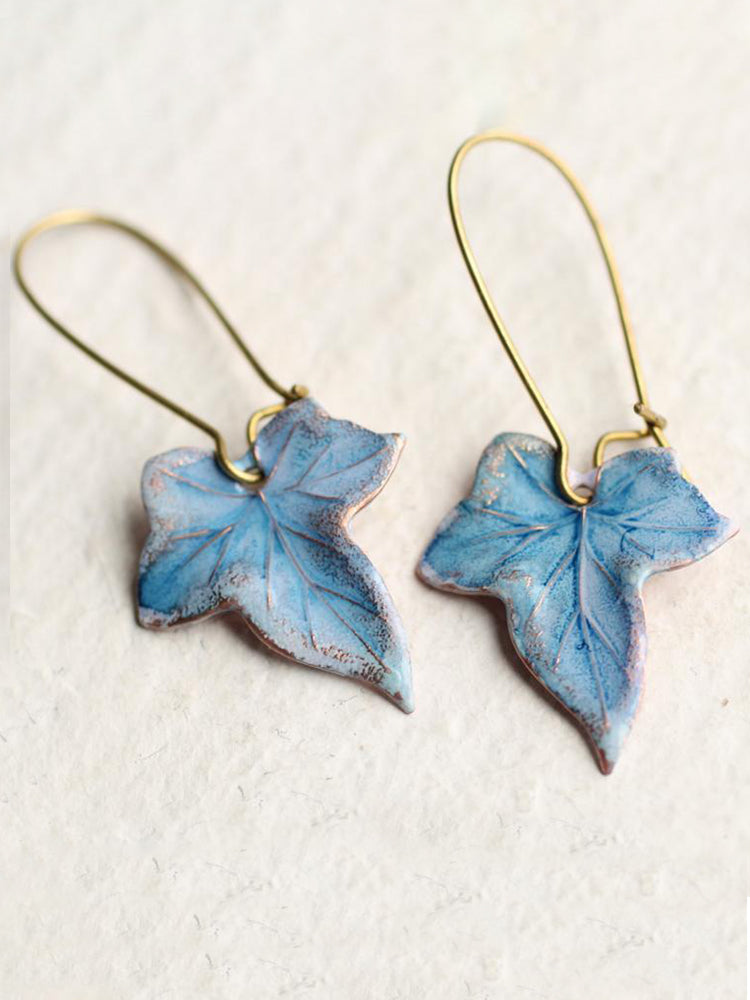 Wisherryy Vintage Blue Maple Earrings