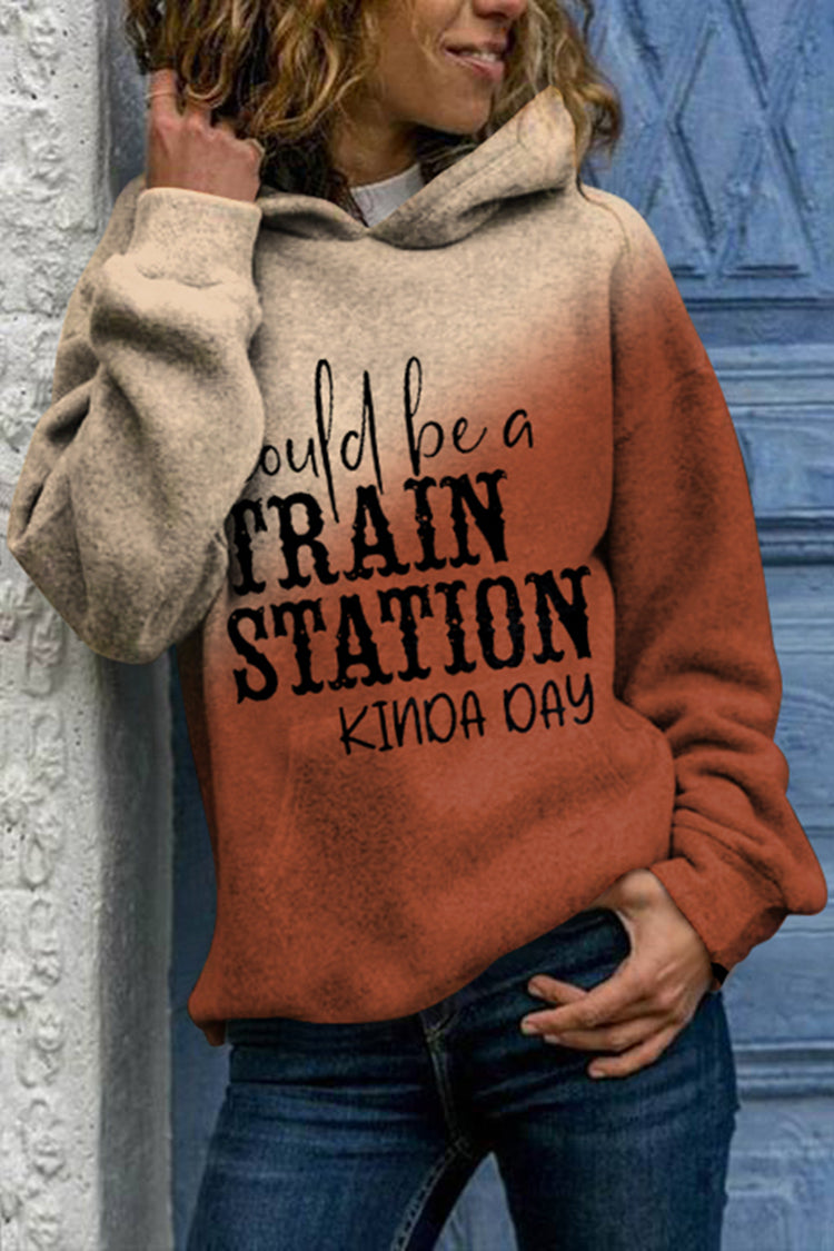 Could Be A Train Station Kinda Day Print Casual Hoodie