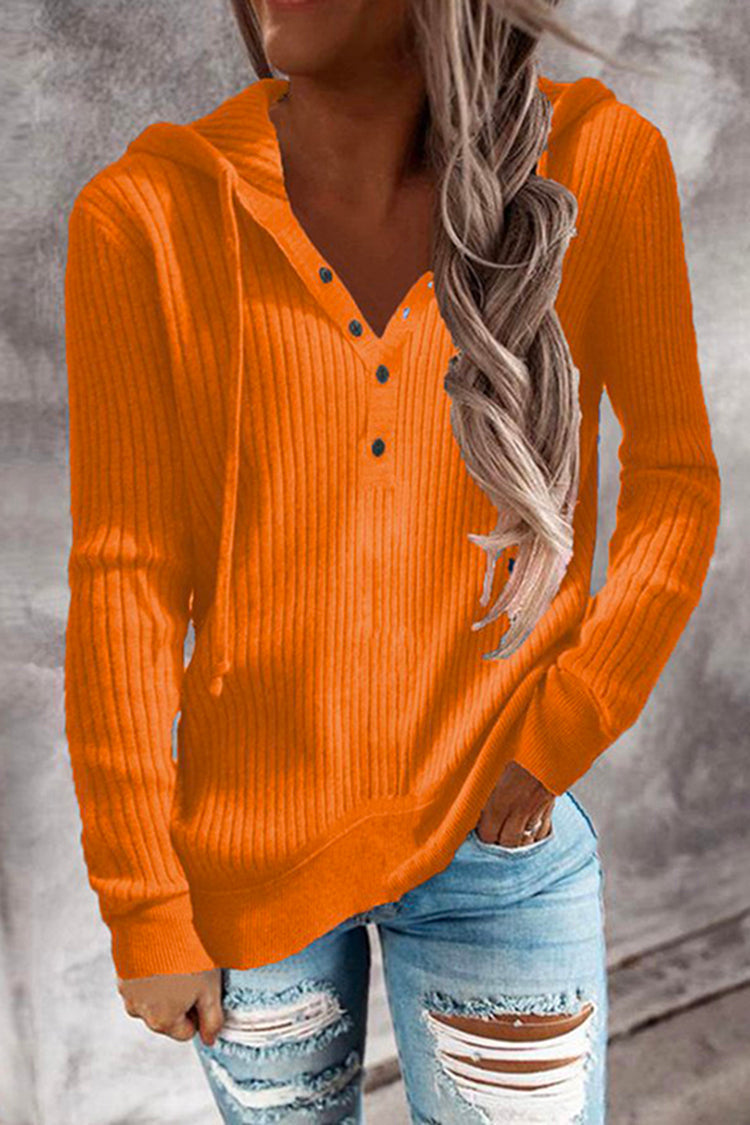 Fashion Solid Color Long Sleeve Hoodie Collar Sweater