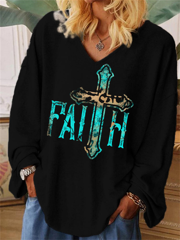 Western Inspired Faith Print Oversize T Shirt – Loickc