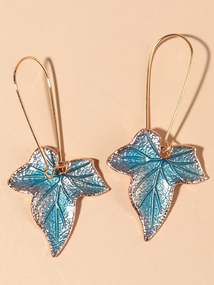 Wisherryy Vintage Blue Maple Earrings