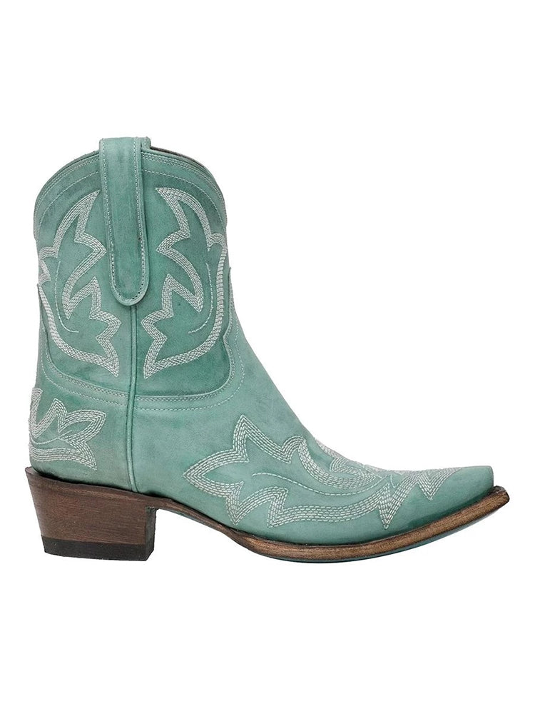 Wisherryy Vintage Embroidered Western Cowgirl Ankle Boots