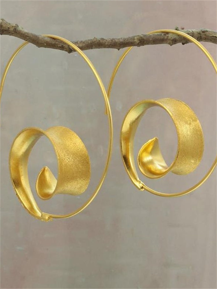 Wisherryy Leaves Inspired Spiral Earrings