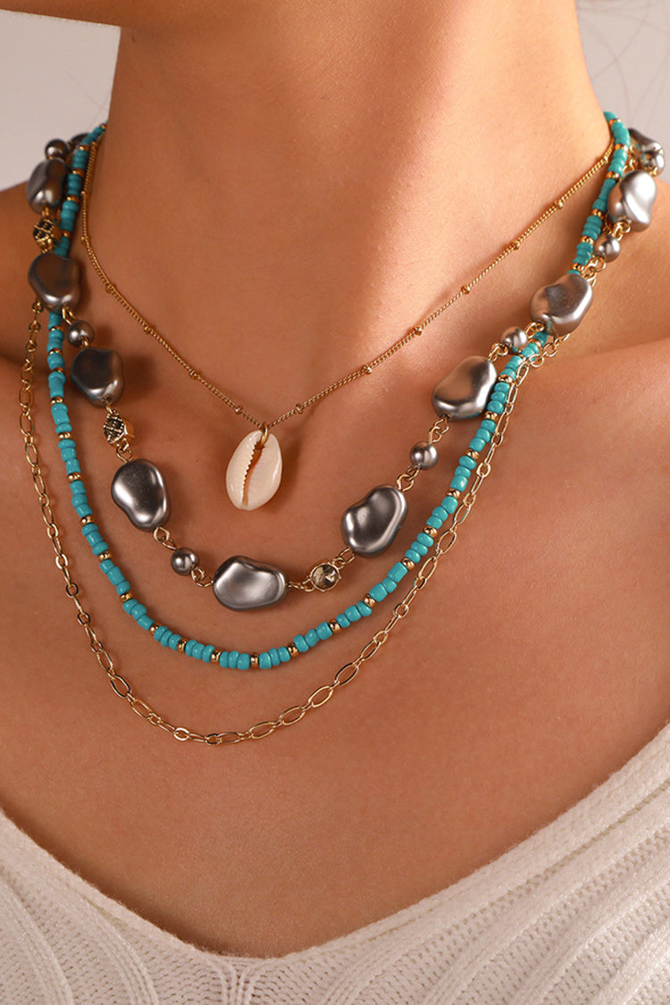 Wisherryy Layered Shell Clavicle Necklace