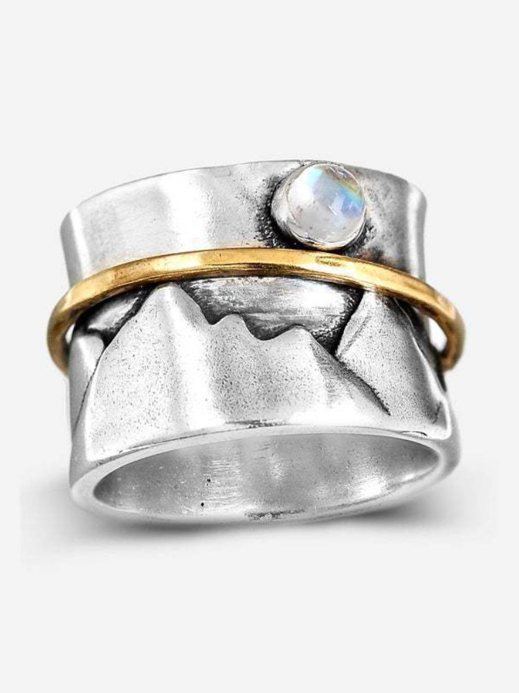 Wisherryy Mountains Inspired Moonstone Studded Ring