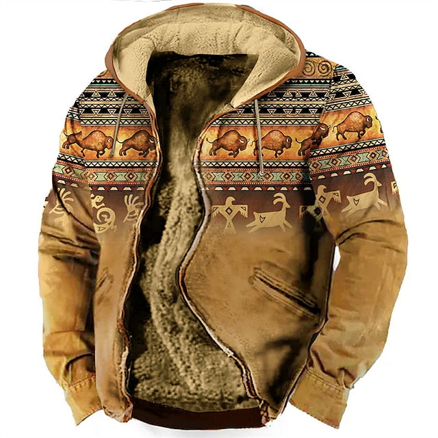 Designer Tribal 3D Print Hoodie - Winter Outerwear