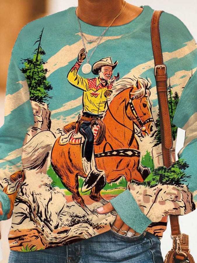 Vintage Rodeo Print Sweatshirt