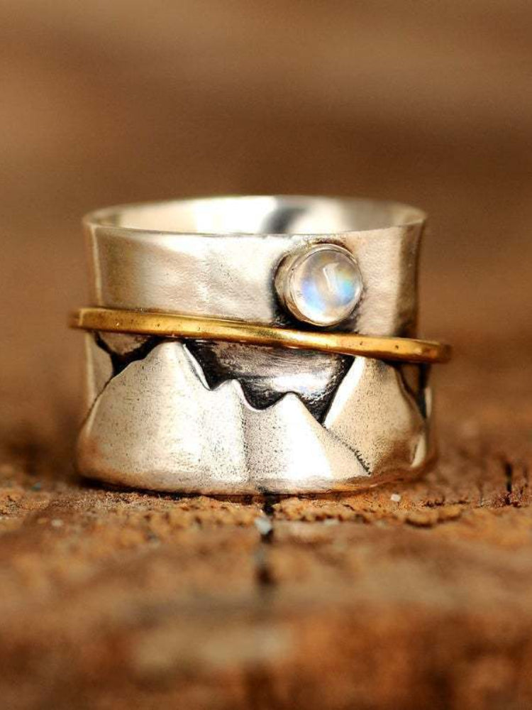 Wisherryy Mountains Inspired Moonstone Studded Ring