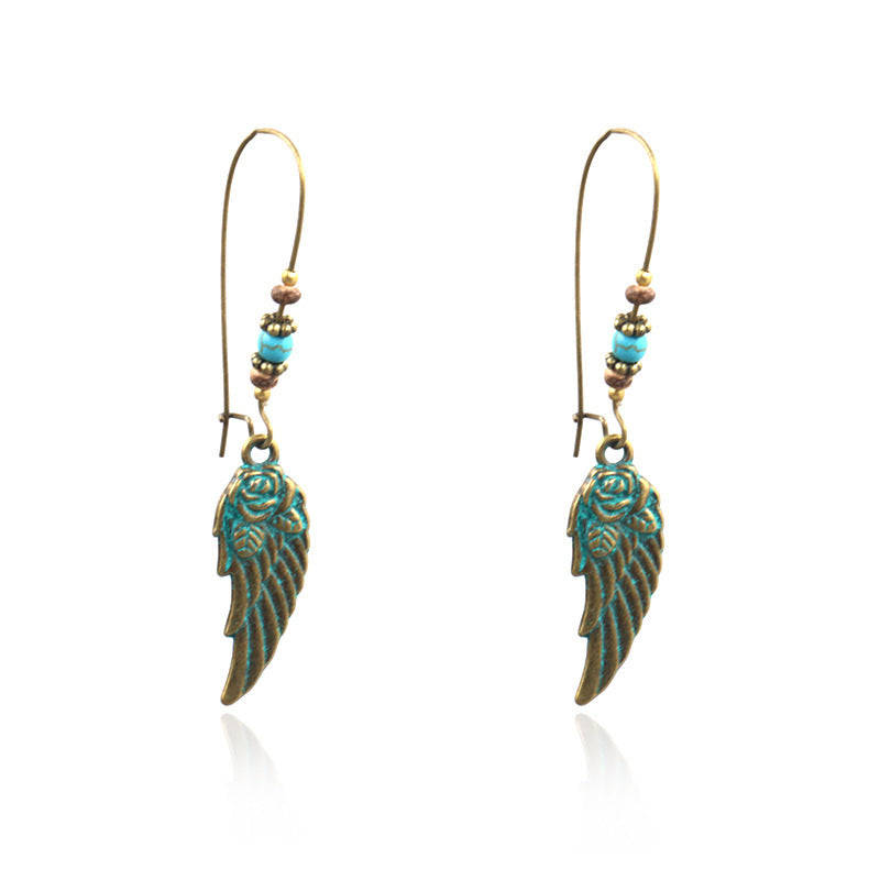 Wisherryy Alloy Creative Big Ear Hook Turquoise Earrings