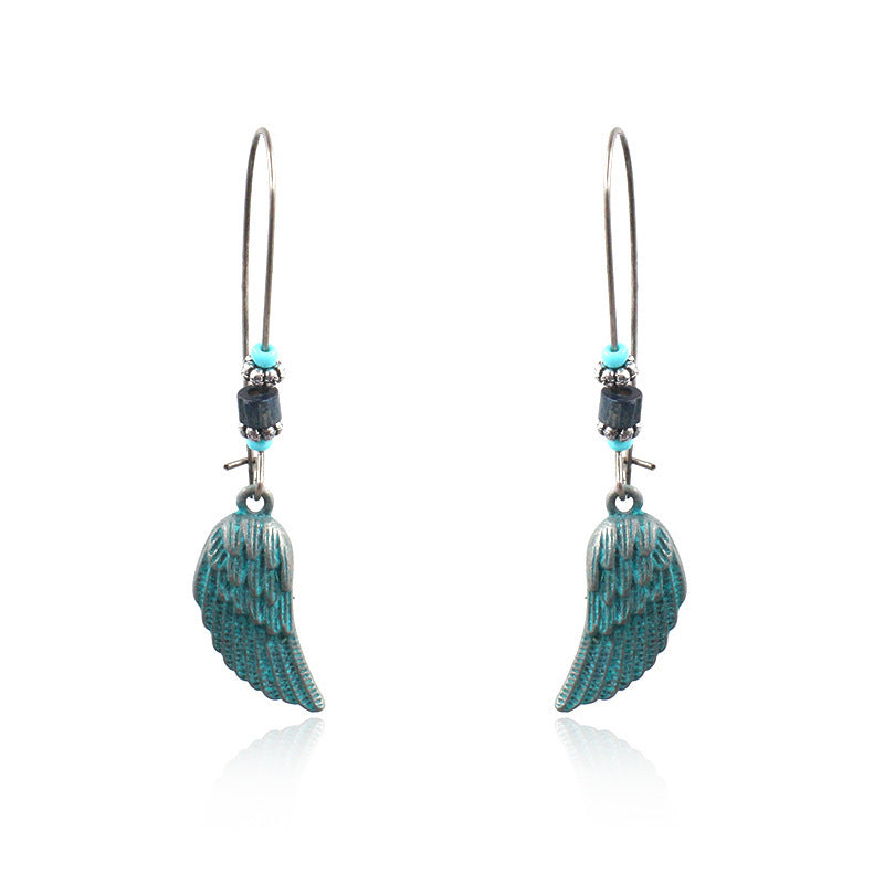 Wisherryy Alloy Creative Big Ear Hook Turquoise Earrings