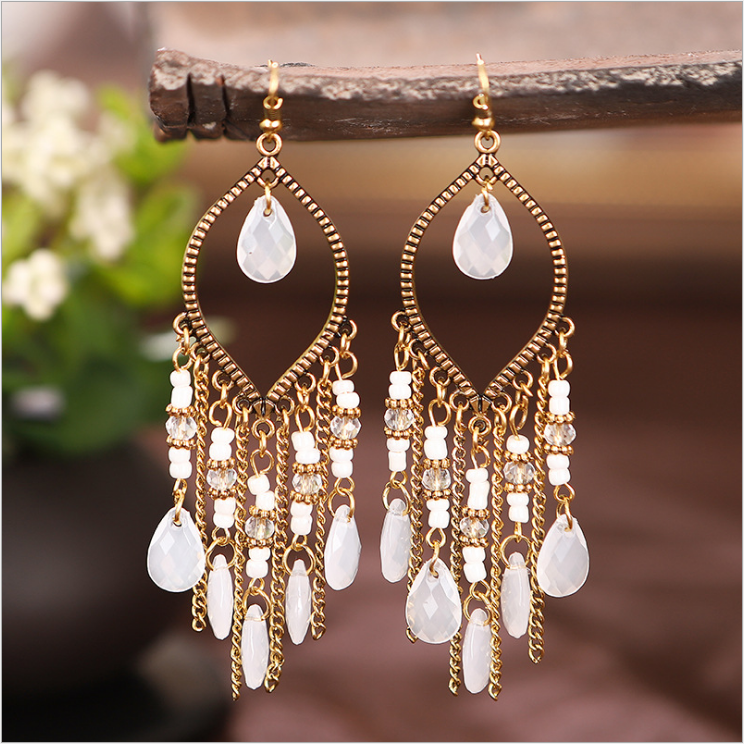 Wisherryy Ladies Casual Hollow Chain Earrings