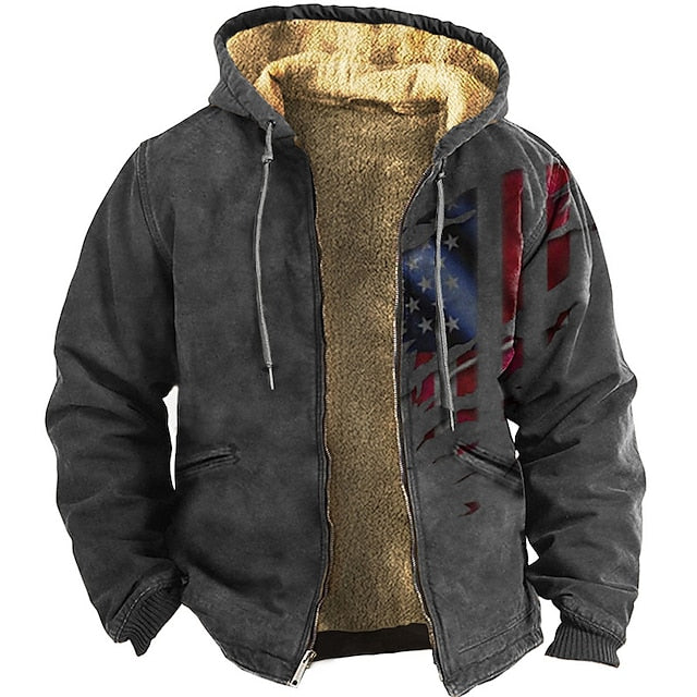 Men's National Flag Graphic Zip Hoodie - Winter Designer Wear