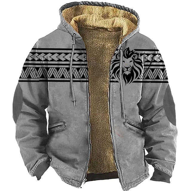 Men's Eagle Graphic Zip Hoodie - Winter Streetwear