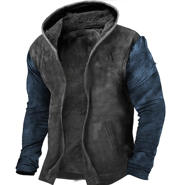 Men's Distressed Graphic Fleece Hoodie - Sports & Daily Wear