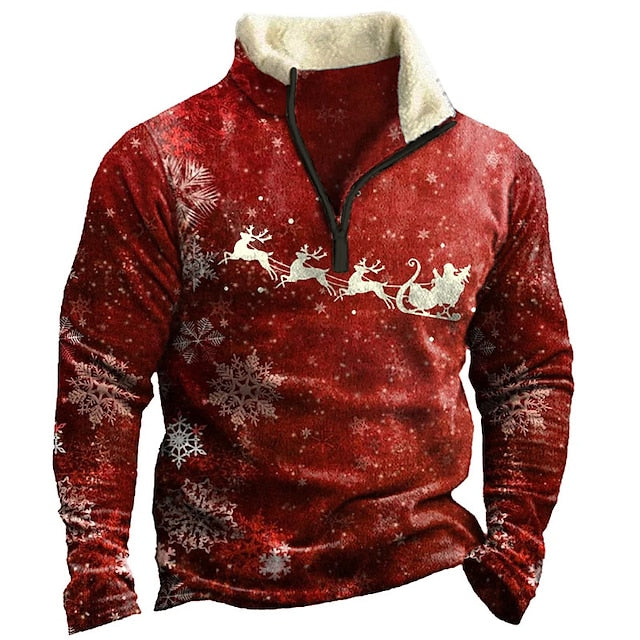 Men's Ugly Christmas Zip Sweatshirt - Santa Claus Graphic