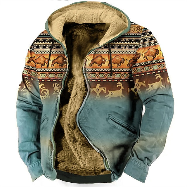 Designer Tribal 3D Print Hoodie - Winter Outerwear