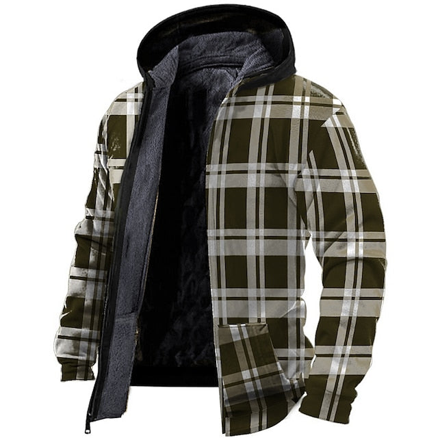 Men's Tartan Graphic Fleece Hoodie - Casual Daily Wear