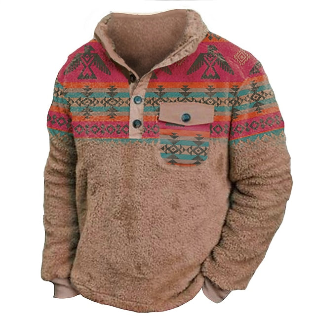 Men's Color Block Tribal Print Sweatshirt - Casual Daily Wear