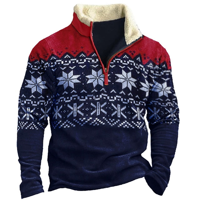 Men's Ugly Christmas Zip Sweatshirt - Santa Claus Graphic