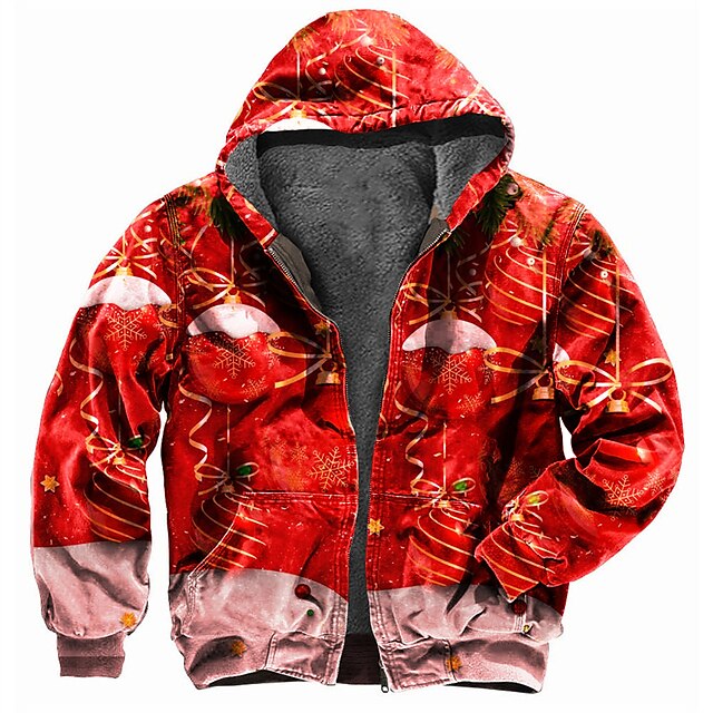 Men's Christmas Snowflake Graphic Fleece Hoodie - Wine Red