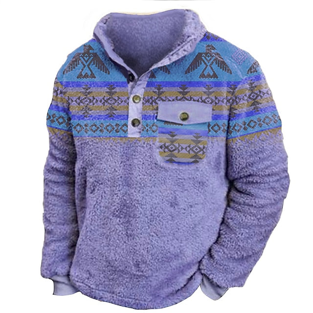 Men's Color Block Tribal Print Sweatshirt - Casual Daily Wear