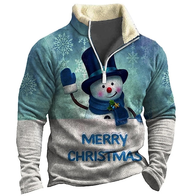 Men's Ugly Christmas Zip Sweatshirt - Santa Claus Graphic