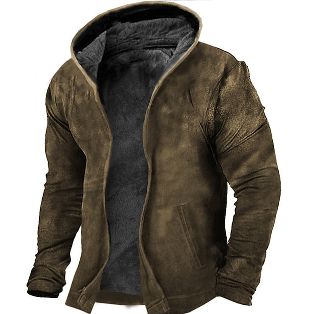 Men's Distressed Graphic Fleece Hoodie - Sports & Daily Wear