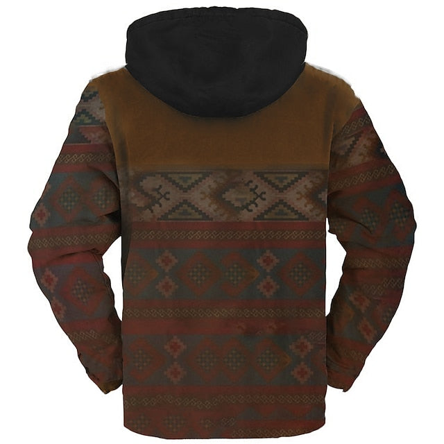 Men's Tribal Graphic Fleece Hoodie - Streetwear Designer