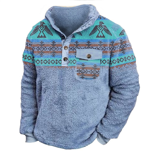 Men's Color Block Tribal Print Sweatshirt - Casual Daily Wear